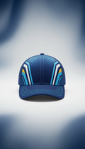 A soccer hat is meticulously centered on a clean, neutral backdrop, with elements of Champion Navy subtly integrated into...